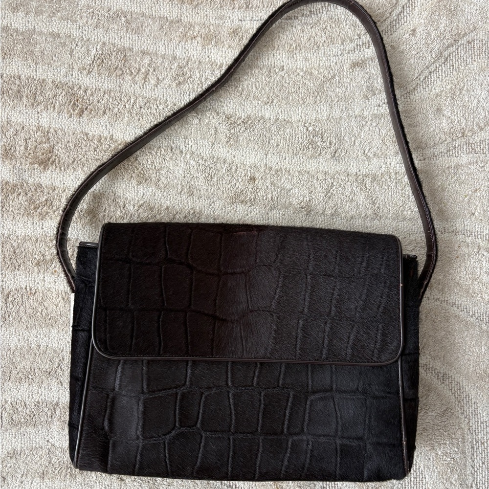 Gucci Pony Hair Calfskin Croc Embossed Handbag